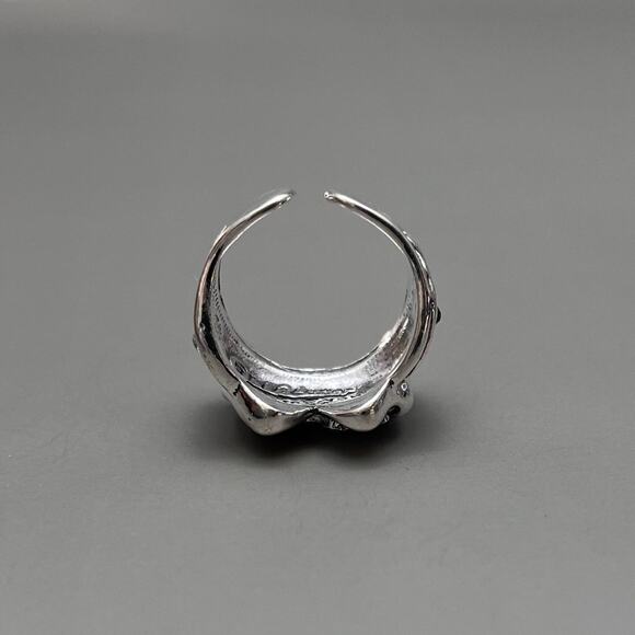 Y2K Vintage Silver Double Clown Ring – Adjustable Size, Unisex, Brand New - Picture 4 of 4